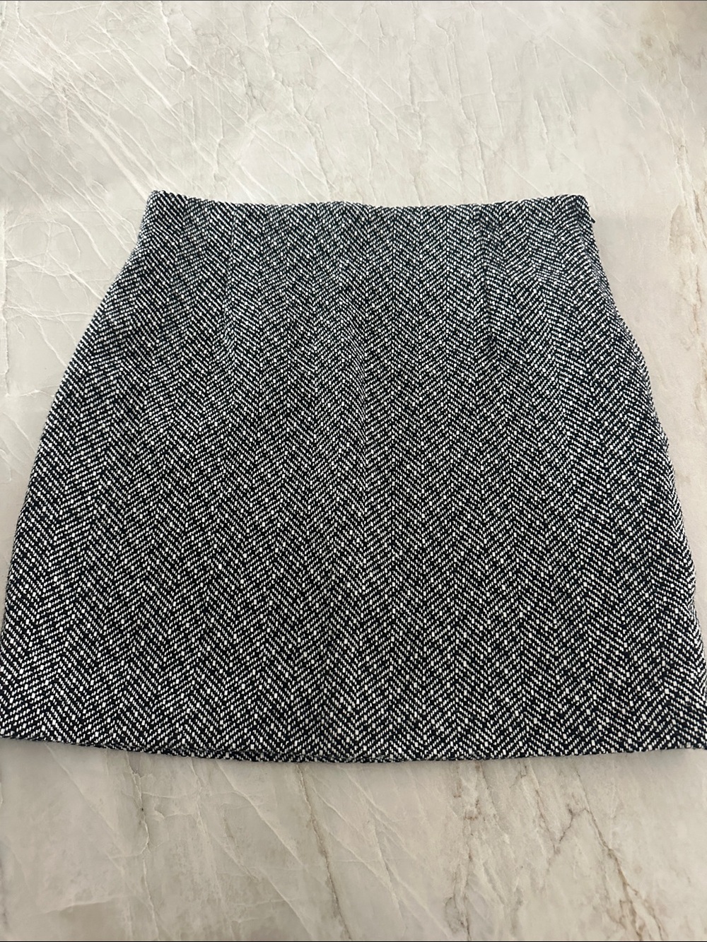 Classic Herringbone Mini Skirt in Black and White H&M